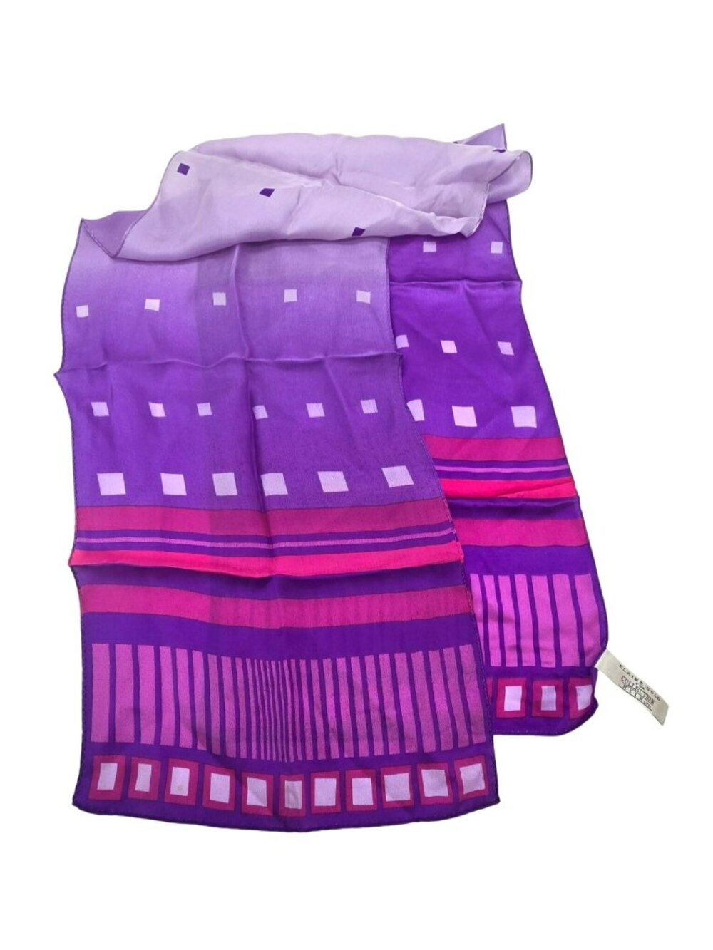Silk Purple Neck Scarf With Geometric Design Elaine Gold Collection  JJ3794